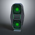 Modern Vertical Speaker With Gray Enclosure Green Illuminated Mesh Grille Design