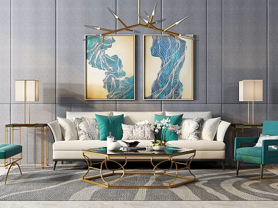 Modern sofa coffee table combination 3d model