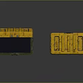 Worn Yellow And Green Storage Cases With Open And Closed Textured Designs