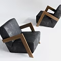 Modern Black Sectional Sofa With Wooden Armrests And Comfortable Upholstered Design