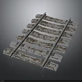 Detailed Railway Track Crossing Structure With Metal Rails And Wooden Ties