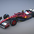 Red F1 Race Car With Shell V Power Logos And Streamlined Aerodynamic Design