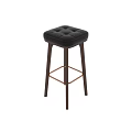 Modern Style Bar Stools With Black Cushioned Seat Wooden Legs And Footrest