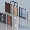 Various Modern Interior Doors Showcasing Different Designs Materials And Colors 3d model