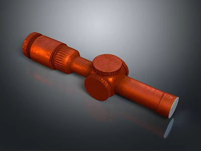 Red Telescopic Optical Device With Knobs And Cylindrical Structure 3d model