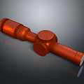 Red Telescopic Optical Device With Knobs And Cylindrical Structure