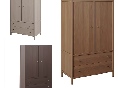 Modern Wooden Wardrobe Designs With Double Doors Drawers And Storage Solutions 3d model