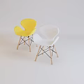 Yellow and White Accent Chairs with Wooden Legs Modern Stylish Design