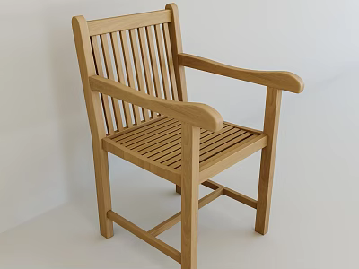 Solid Wood Armchair With Vertical Slat Backrest And Curved Armrests Simple Design 3d model