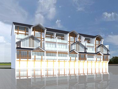 New Chinese Townhouse Residential Villa Building 3d model