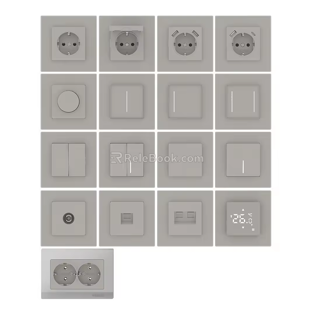 Modern minimalist switch panel 3d model