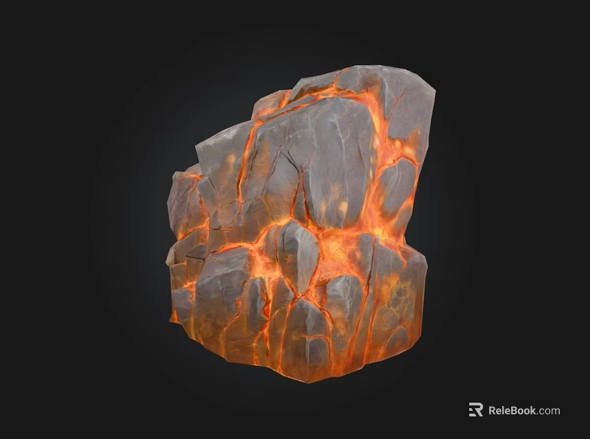 Natural Stone With Luminous Orange Veins And Solid Wood Components For Interior Design 3d model 