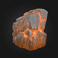 Natural Stone With Luminous Orange Veins And Solid Wood Components For Interior Design 3d model
