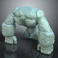 Stone Creature Character 3D Model Featuring Rough Rock Texture And Muscular Limbs 3d model