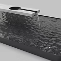 Modern Garden Water Feature With White Rectangular Platform And Rippling Black Pool 3d model