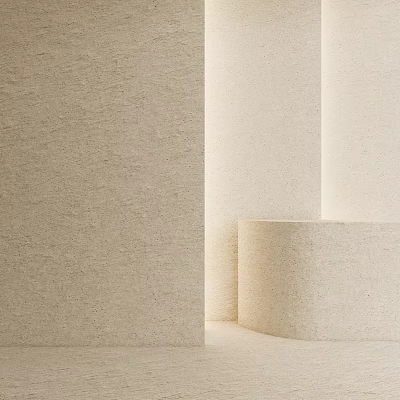 Textured Beige Background Wall Interior Design With Curved Geometric Elements And Minimalist Style 3d model