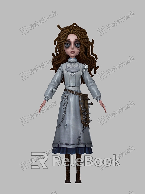 Cartoon Girl Cartoon Skirt Games Woman Girl Curly Hair Princess Dress Animated Movie model