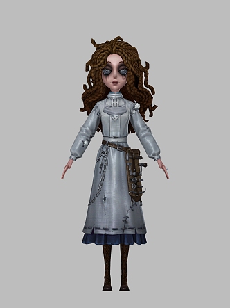 Cartoon Girl Cartoon Skirt Games Woman Girl Curly Hair Princess Dress Animated Movie 3d model