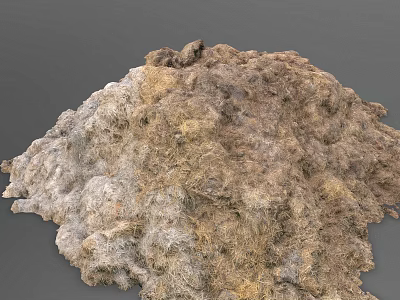 Natural Hay Pile With Loose Texture And Brown Beige Gray Colors 3d model