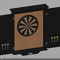Complete Dartboard Sports Equipment Set in Black Cabinet with Darts and Storage