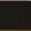 Modern Dark Wood Wardrobe Design With Multiple Paneled Doors And Metal Handles In Elegant Room