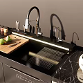 Modern Kitchen Sink With Faucet And Countertop In Contemporary Cabinet Design