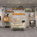 Retro TVs Display on Brick Wall with Vintage Shelves Old Camera and Decorative Cart