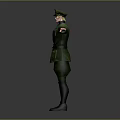 3D Military Character Model In Green Uniform With Military Cap And Arms Outstretched