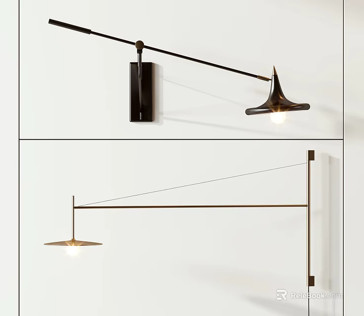 Modern Minimalist Wall Lamp With Adjustable Brass Arm And Sleek Contemporary Design 3d model 