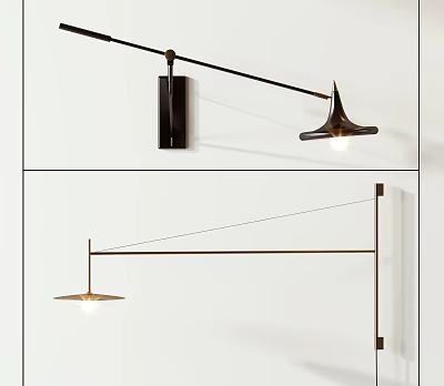Modern Minimalist Wall Lamp With Adjustable Brass Arm And Sleek Contemporary Design 3d model