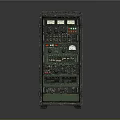Industrial Green Metal Control Cabinet With Multiple Shelves Gauges And Drawers