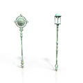 Green Vintage Style Decorative Poles With Ornate Tops For Outdoor Decor