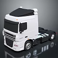 White Heavy Duty Functional Truck Cab With Black Roof Wheels And Reflective Surface 3d model