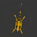 Yellow Robotic Arm Character With EB Logo And Bio Inspired Multi Legged Base 3d model
