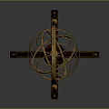 Vintage Brass Armillary Sphere With Wooden Tripod Base And Metal Frame
