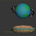 Decorative Household Storage Box With Gold Chain And Glowing Blue Sphere