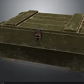 Green Worn Wooden Equipment Storage Box With Metal Latch And Handles