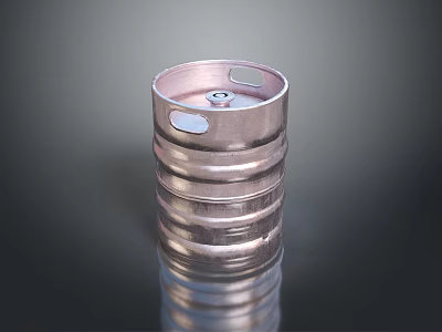 Shiny Metallic Cylindrical Household Item With Ringed Structure And Top Opening 3d model
