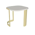 Elegant Modern Side Table With Round White Top And Gold Metal Legs Design