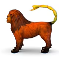 Fantasy Beast Character With Red Fur Yellow Tipped Tail And Lion Like Appearance
