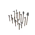 Various Garden Tools Collection With Wooden Handles And Metal Heads For Gardening