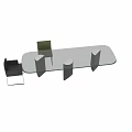 Modern Glass Top Dining Table With Black And Green Chairs And Metal Legs