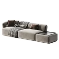Modern Sofa with Multiple Color Options Decorative Pillows Cozy Blanket and Side Table 3d model