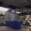 Modern Restaurant Interior Design With Open Kitchen And Dining Tables