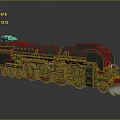 Vintage Dark Colored Steam Train Model With Red Wheels Front Snow Plow And Mechanical Details