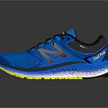 Blue New Balance Fresh Foam Running Shoes With Mesh Upper Black Laces And Yellow Sole
