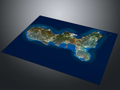 Detailed 3D Terrain Model Showing Coastal Landforms and Geographic Features with Land Sea Areas 3d model