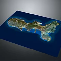 Detailed 3D Terrain Model Showing Coastal Landforms and Geographic Features with Land Sea Areas