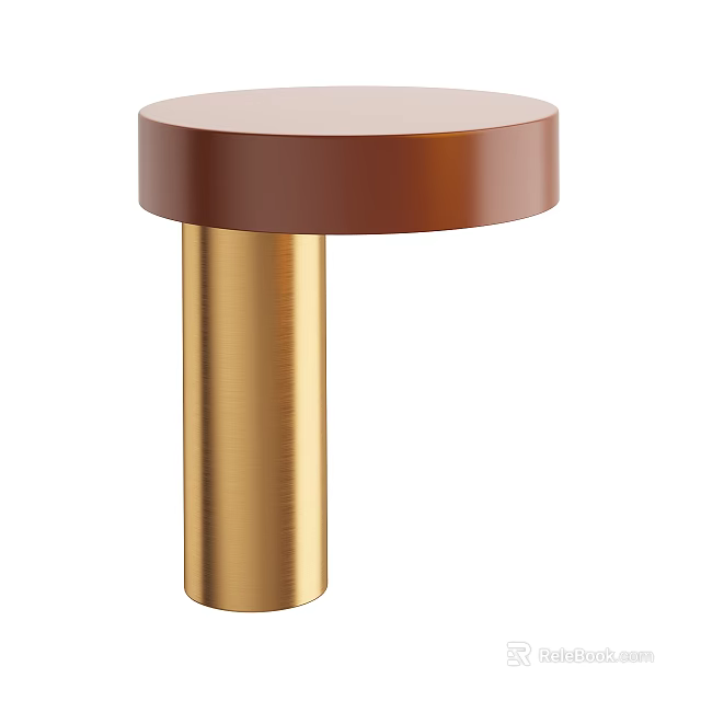 Modern Table Lamp with Brown Round Top and Gold Cylindrical Base 3d model