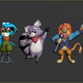 Animated Game Movie Cartoon Characters With Playful Poses And Vibrant Colors